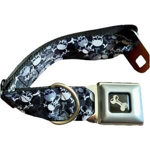 Buckle Down Dog Collar Skull And Crossbones Seat Belt Clip Adjustable Small